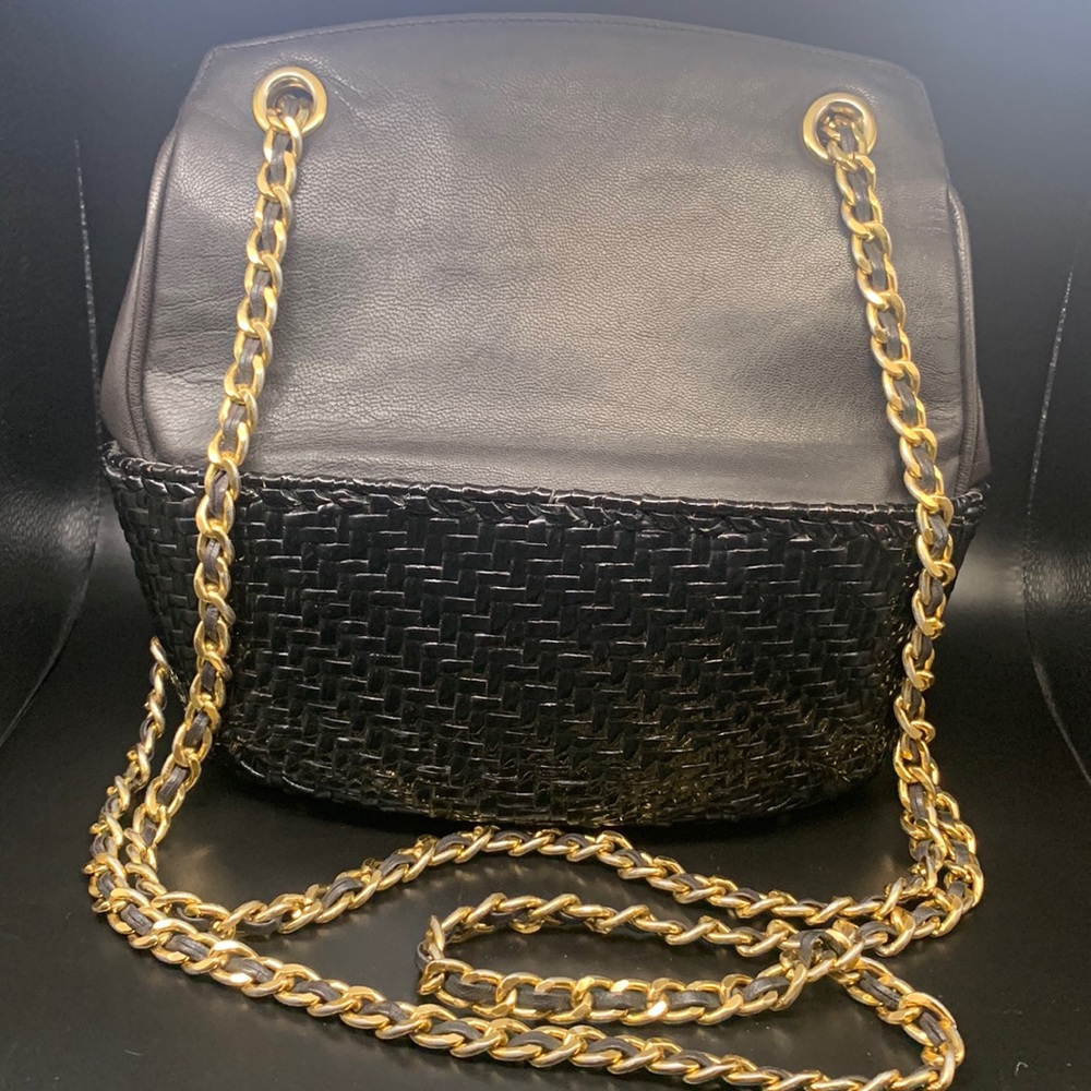 Vintage RODO of Italy Leather and Painted Wicker Shoulder Bag